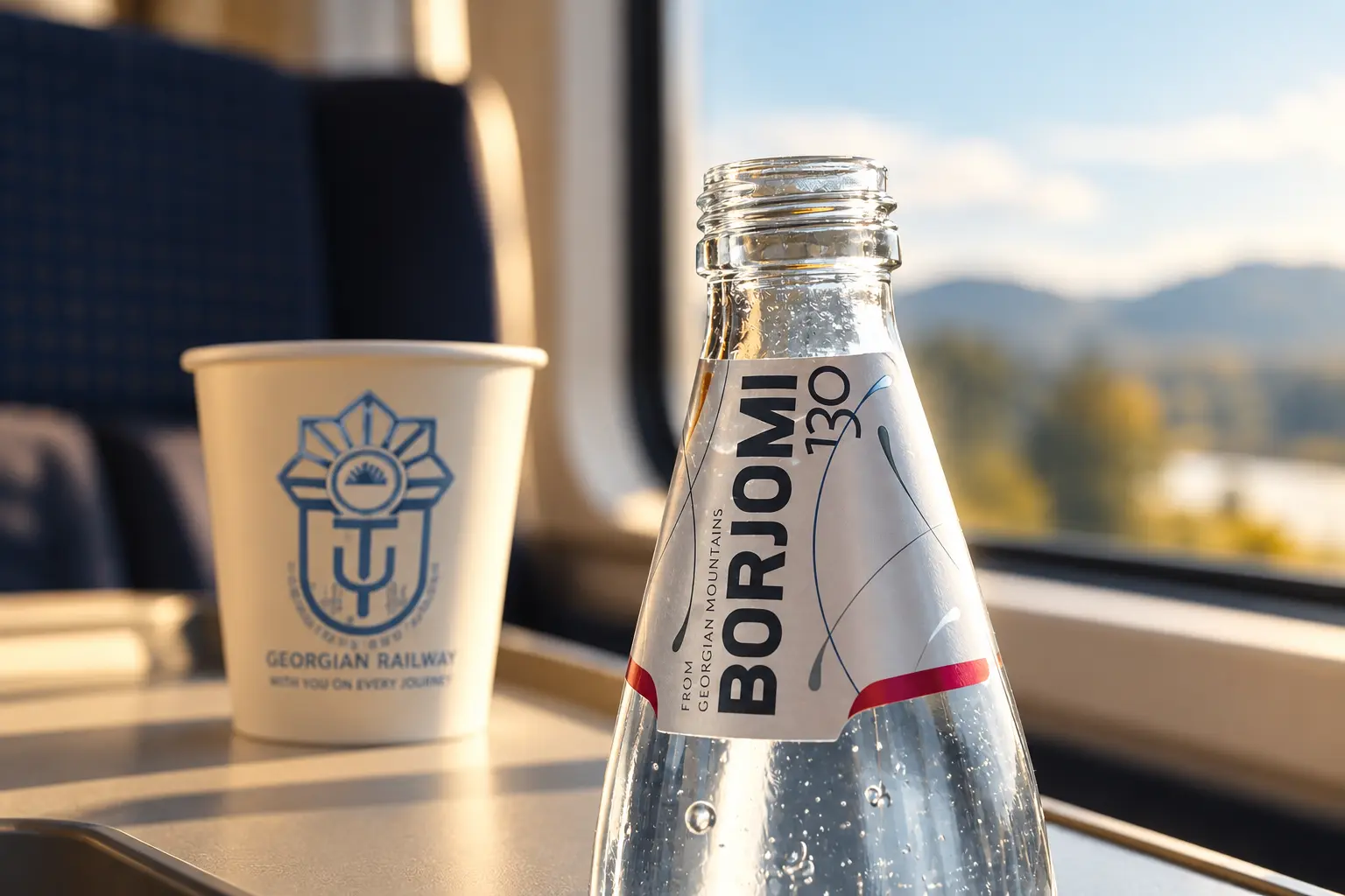 Borjomi · Georgian Railway — Брендирование стаканов · бортовой сервис