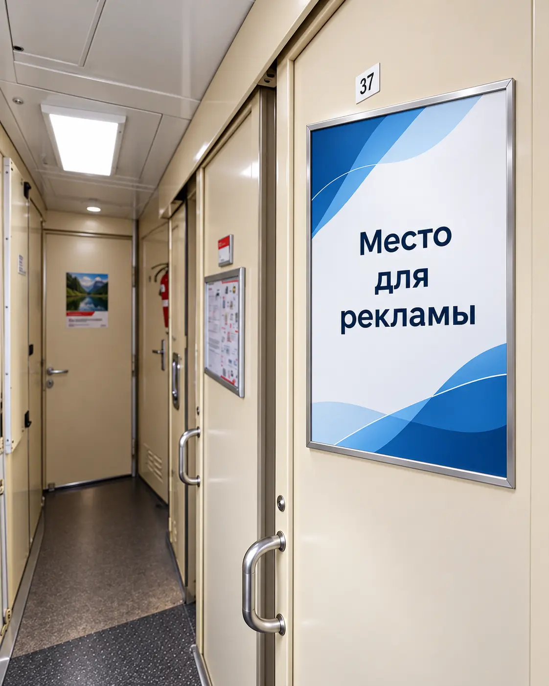 Плакаты на двери комнаты проводника
